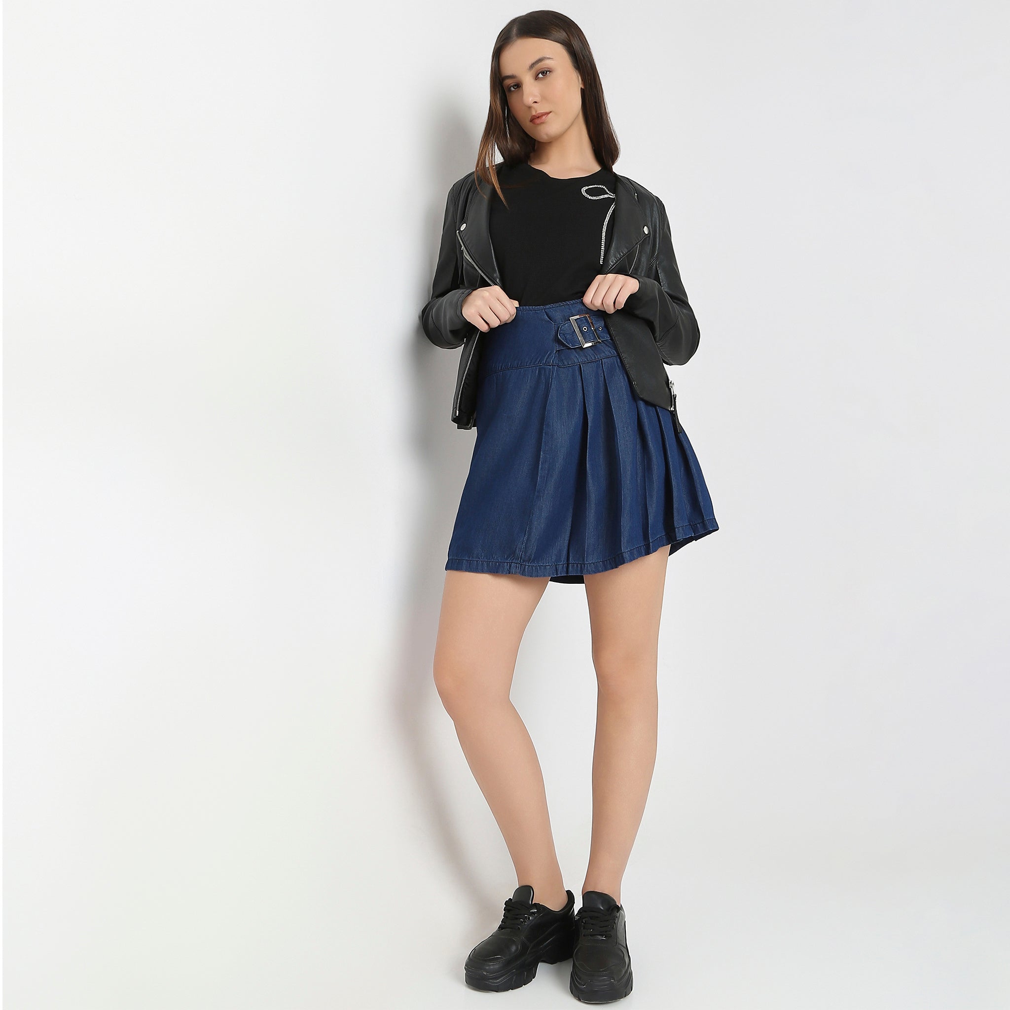 Riu Rちゃん High waist denim short skirt Riu Rちゃん High waist