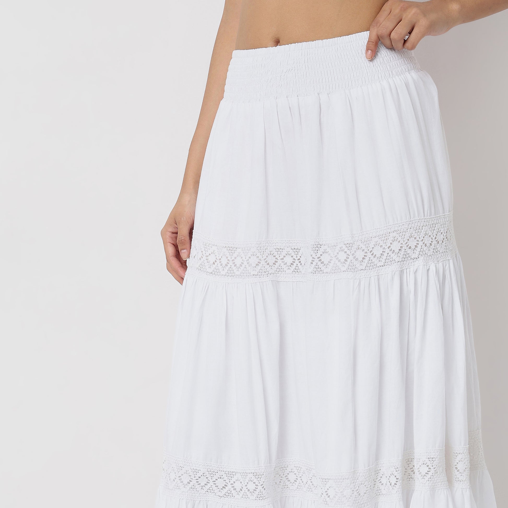 Flare Fit Solid High Rise Skirts