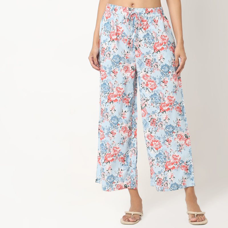 Regular Fit Floral Mid Rise Palazzos