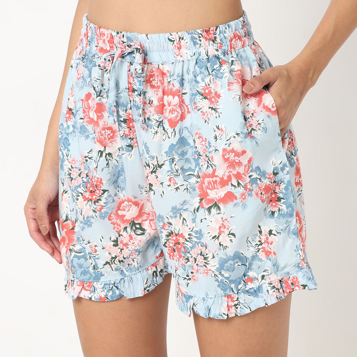 Regular Fit Floral Slip with Short Set