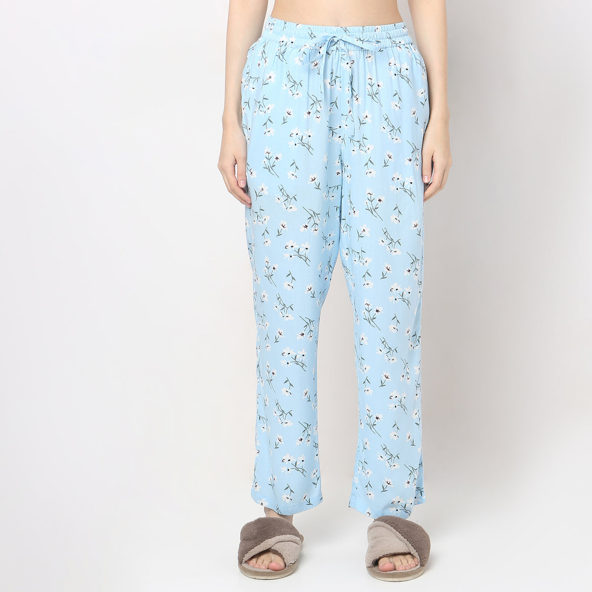 Regular Fit Printed Slip and Pyjama with Shrug Set