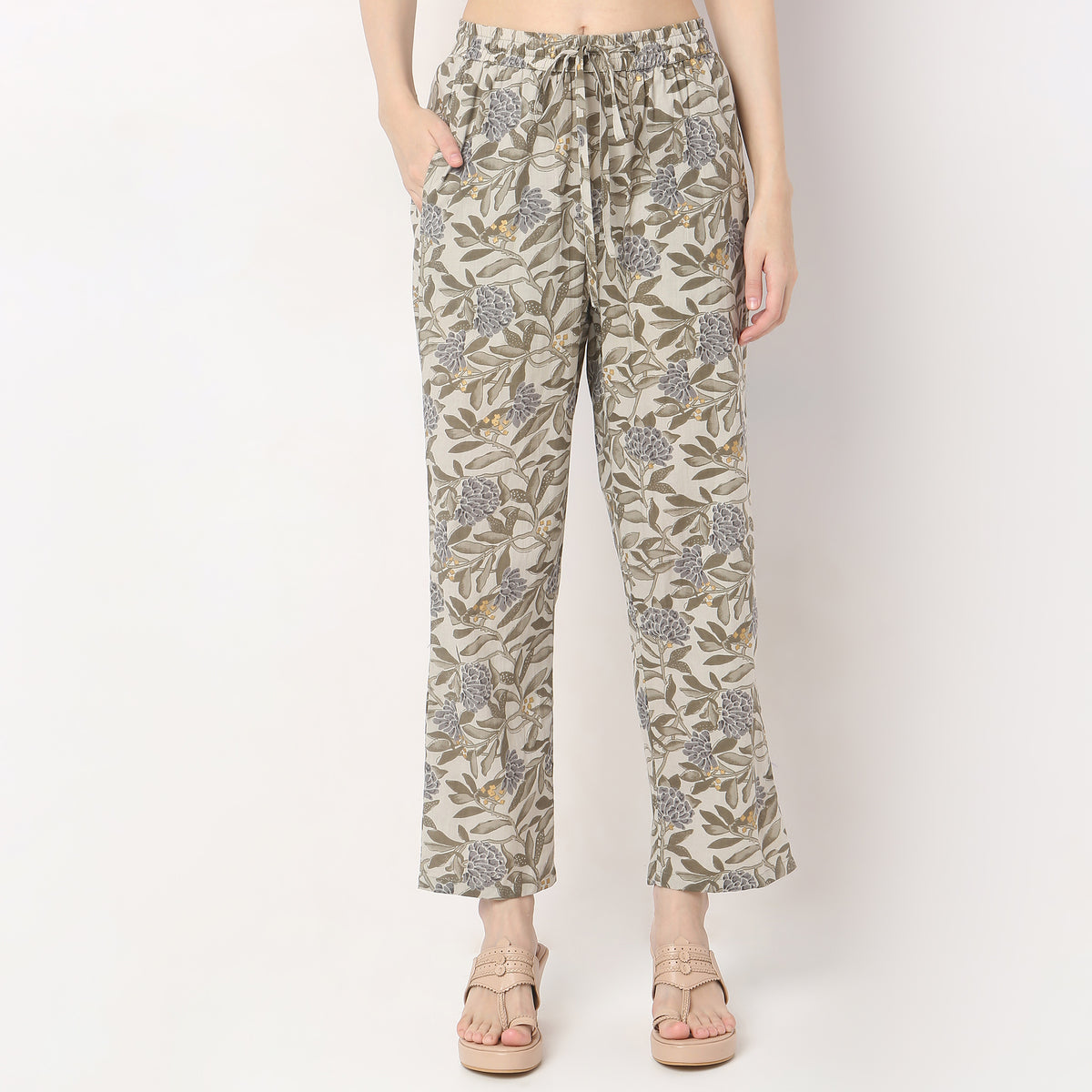 Regular Fit Printed Slip and Pyjama with Shrug Set