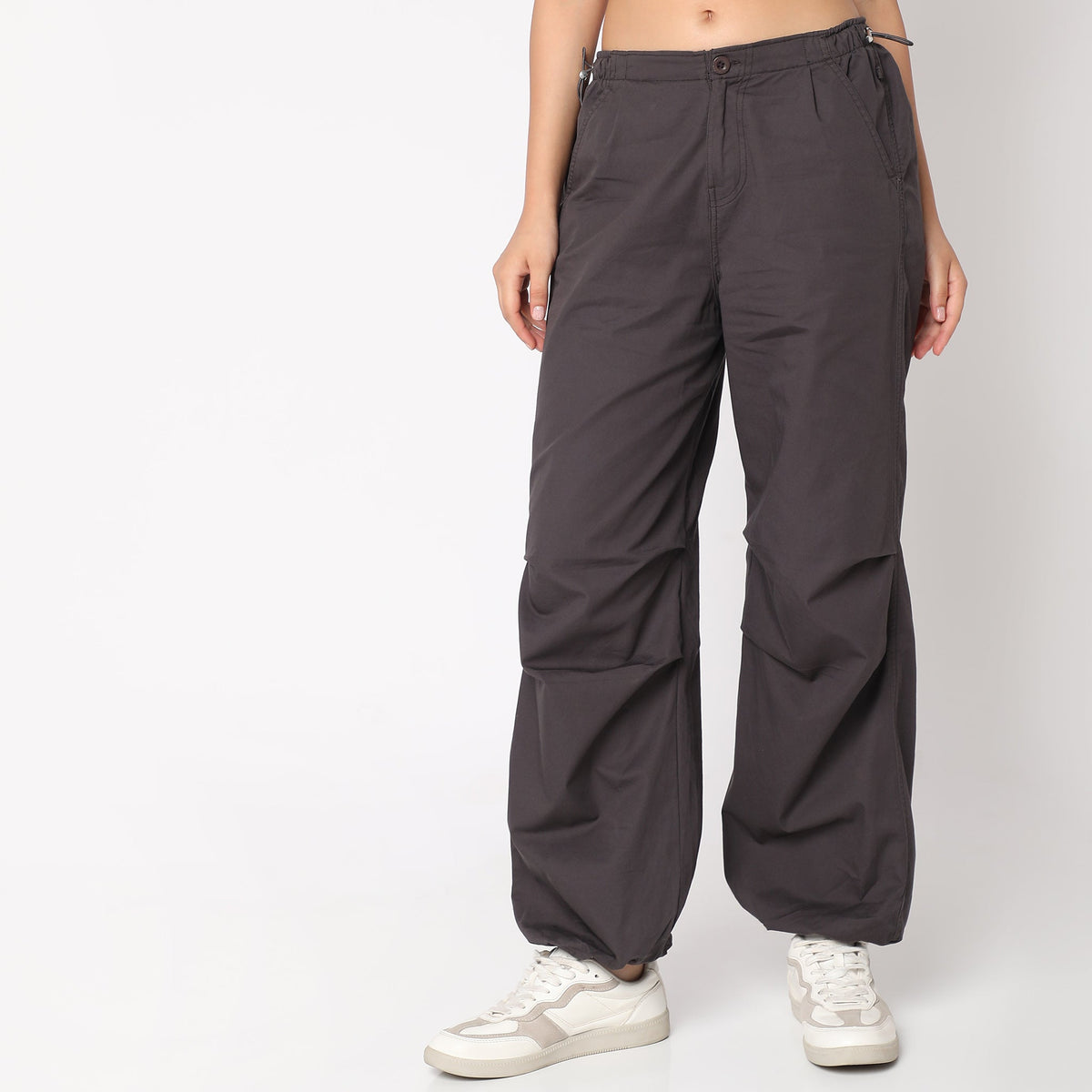 Regular Fit Solid Mid Rise Trousers