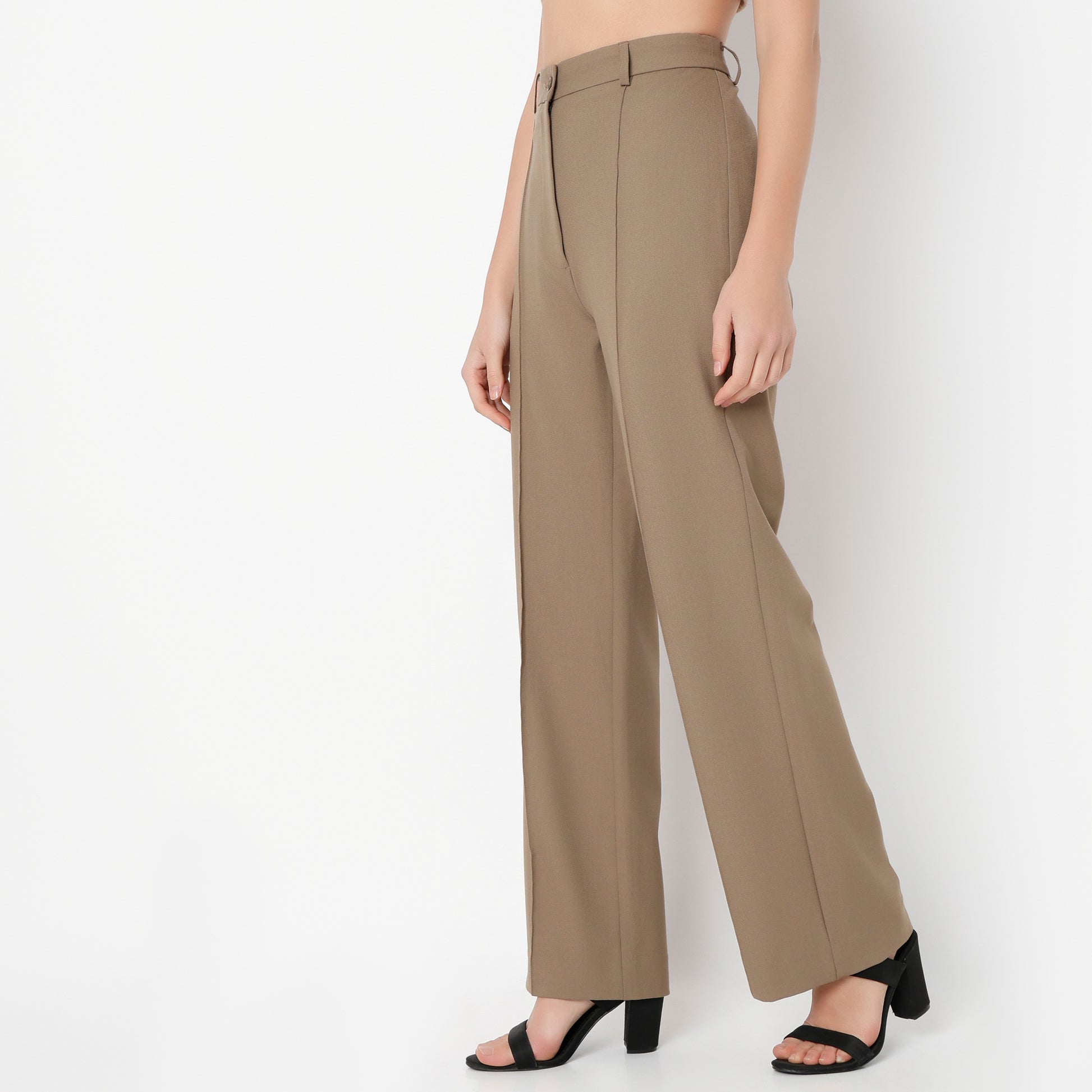 Regular Fit Solid Trousers