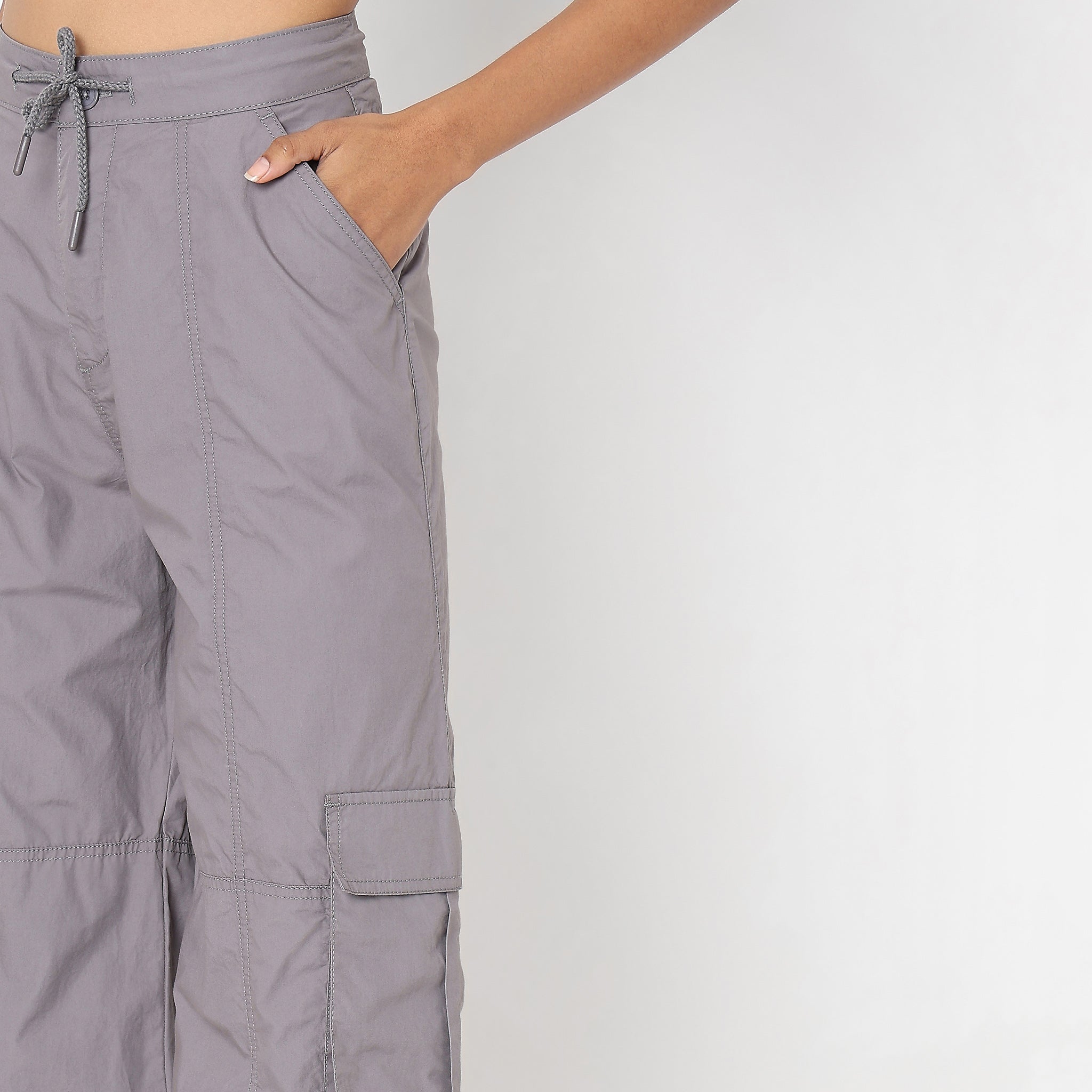 Flare Fit Solid High Rise Cargos