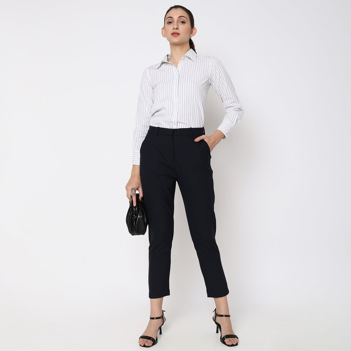 Women Wearing Regular Fit Solid Shirt