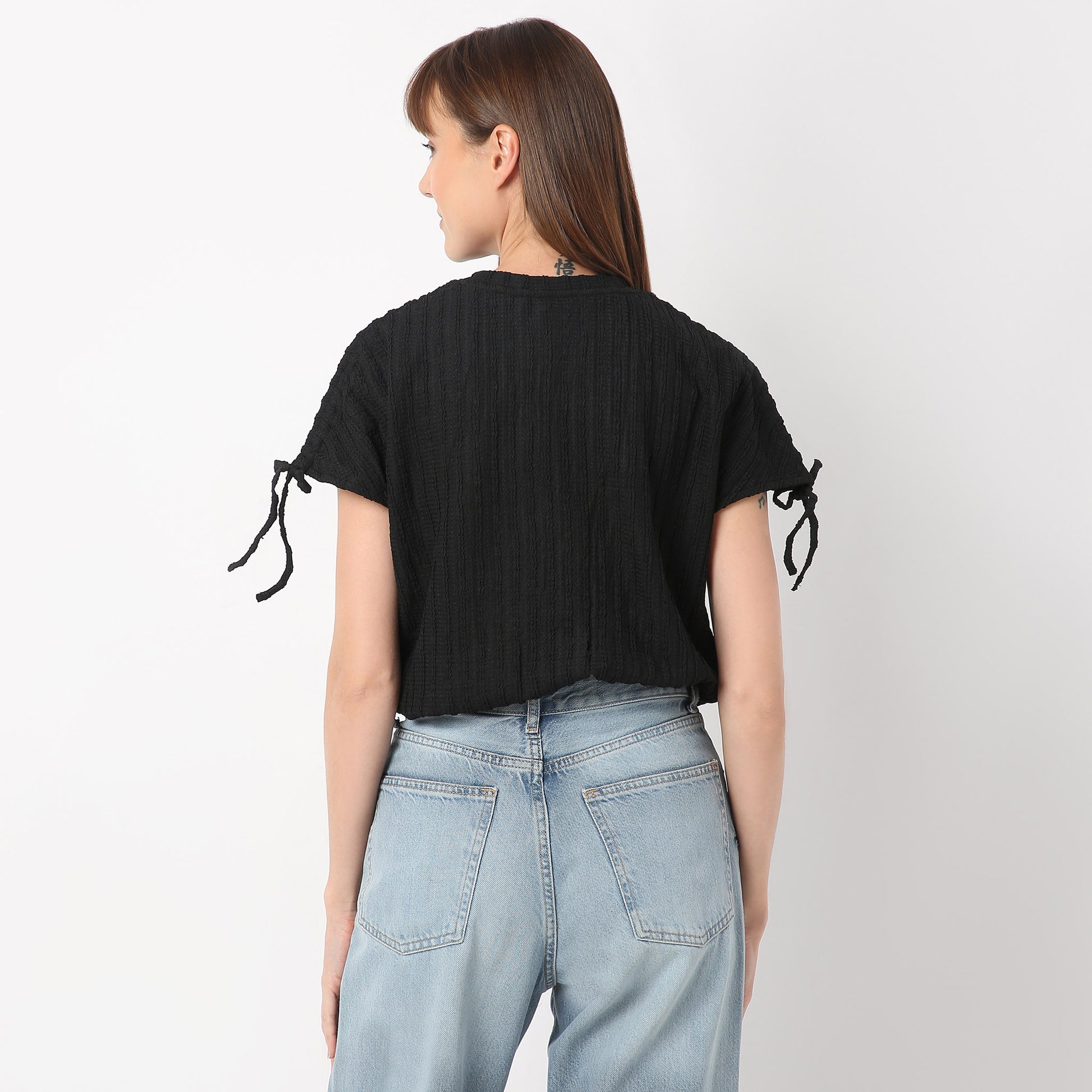 Betty Fashion Dolman Sleeve Top With Extended shoulder With Drawstring Tie Detail