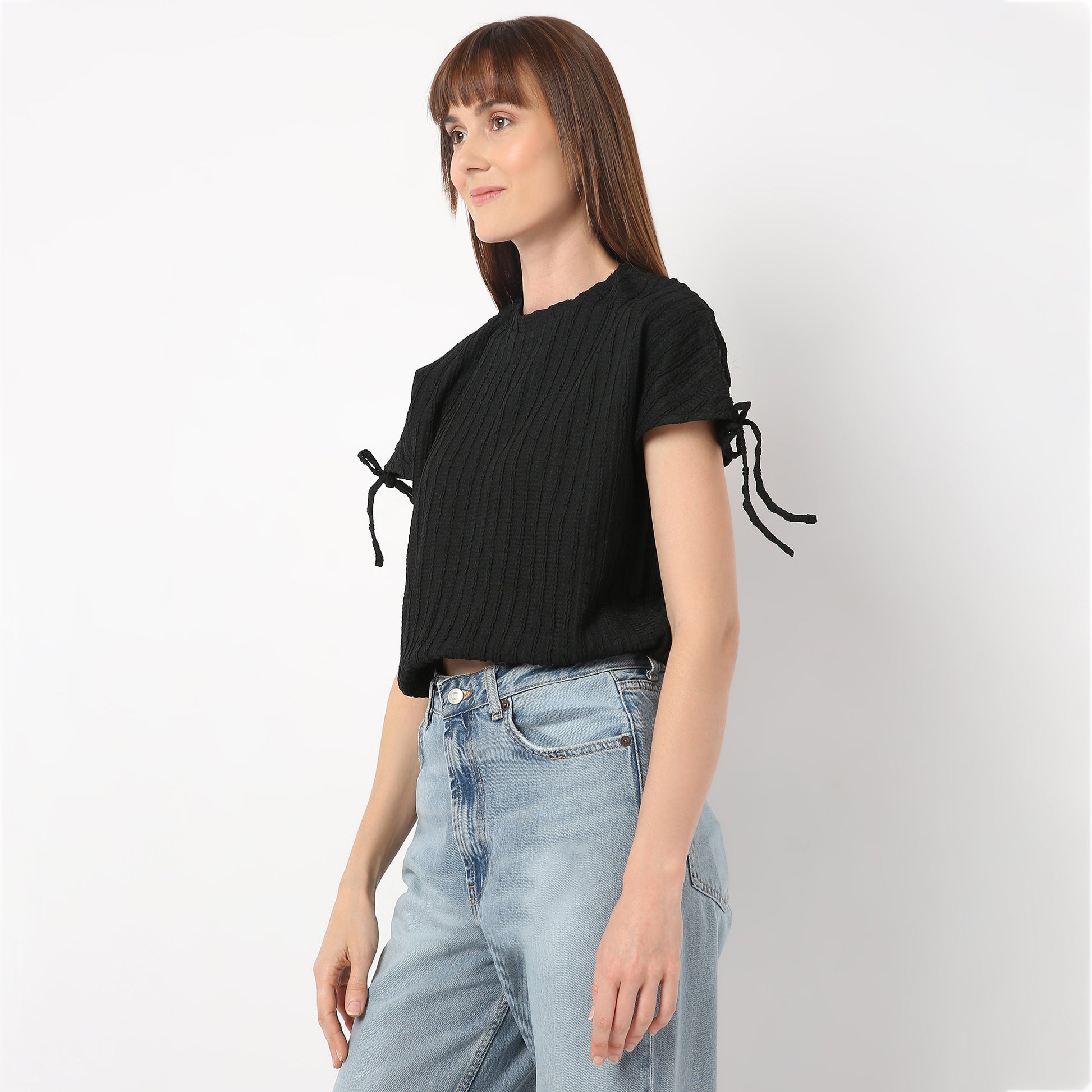 Betty Fashion Dolman Sleeve Top With Extended shoulder With Drawstring Tie Detail
