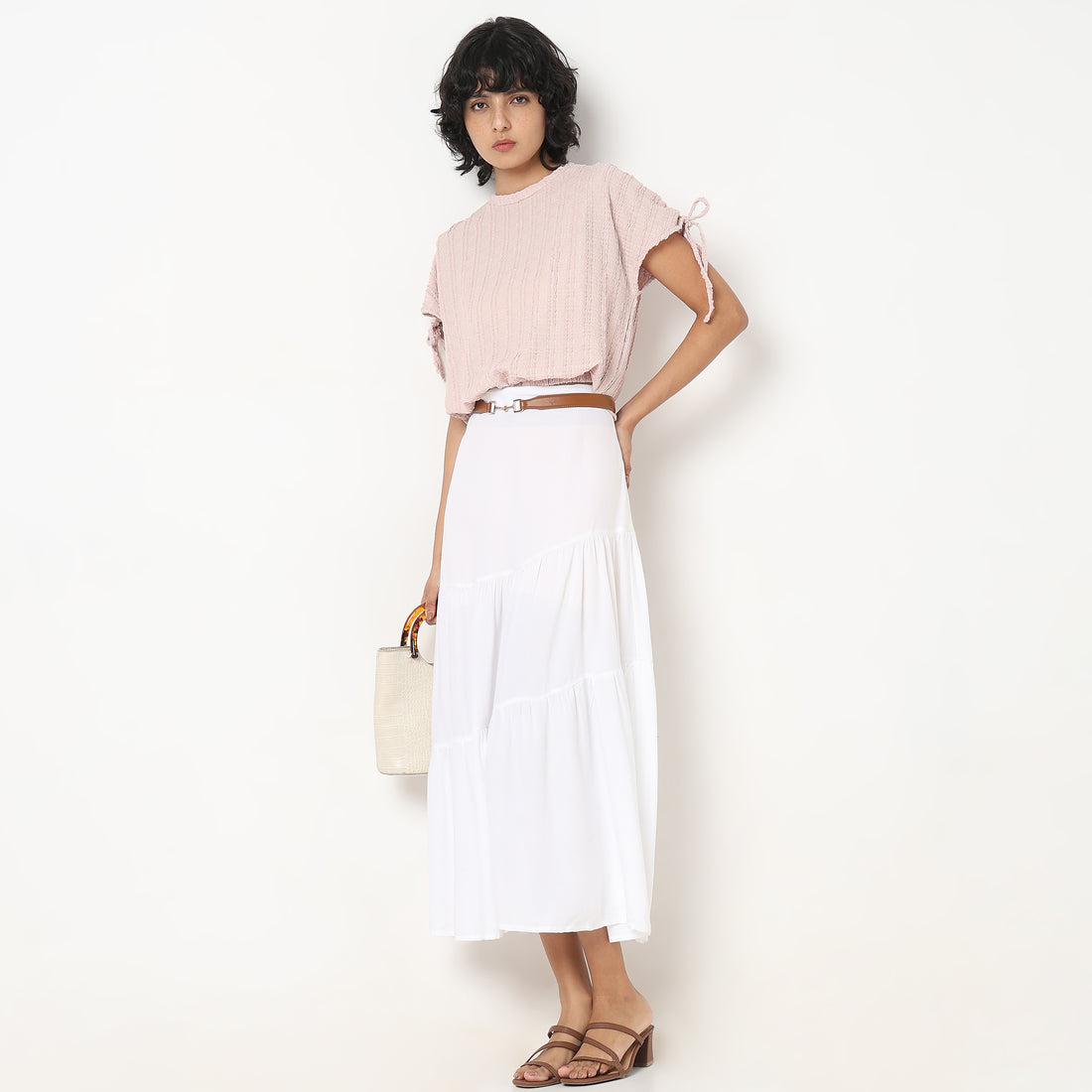 Betty Fashion Dolman Sleeve Top With Extended shoulder With Drawstring Tie Detail
