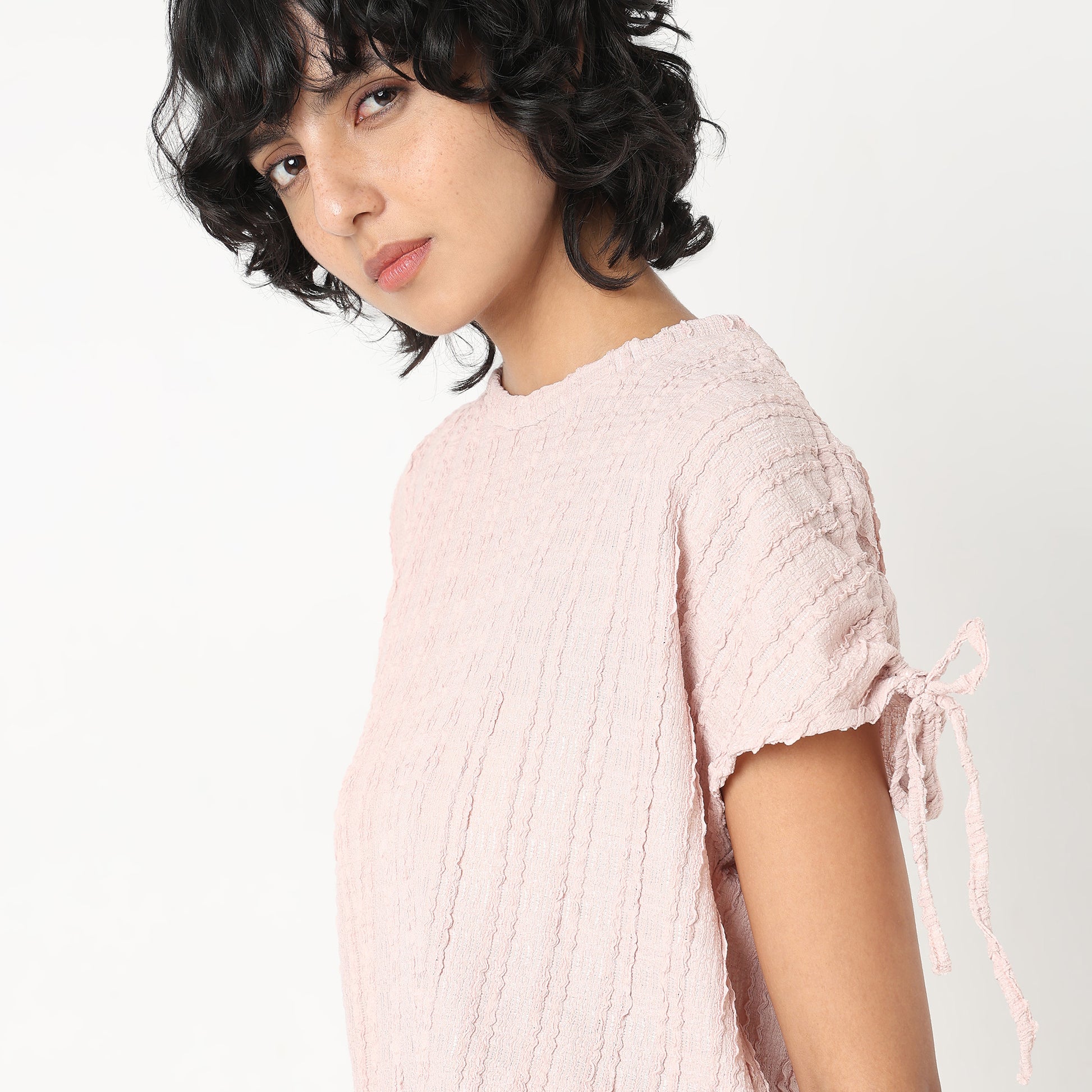 Betty Fashion Dolman Sleeve Top With Extended shoulder With Drawstring Tie Detail