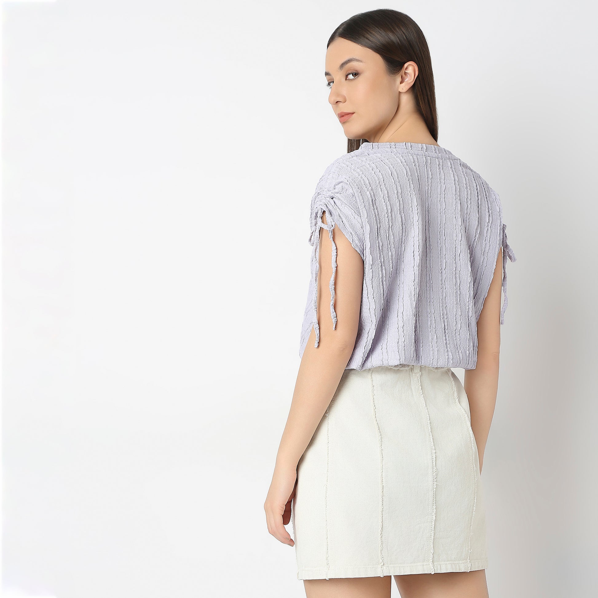 Betty Fashion Dolman Sleeve Top With Extended shoulder With Drawstring Tie Detail