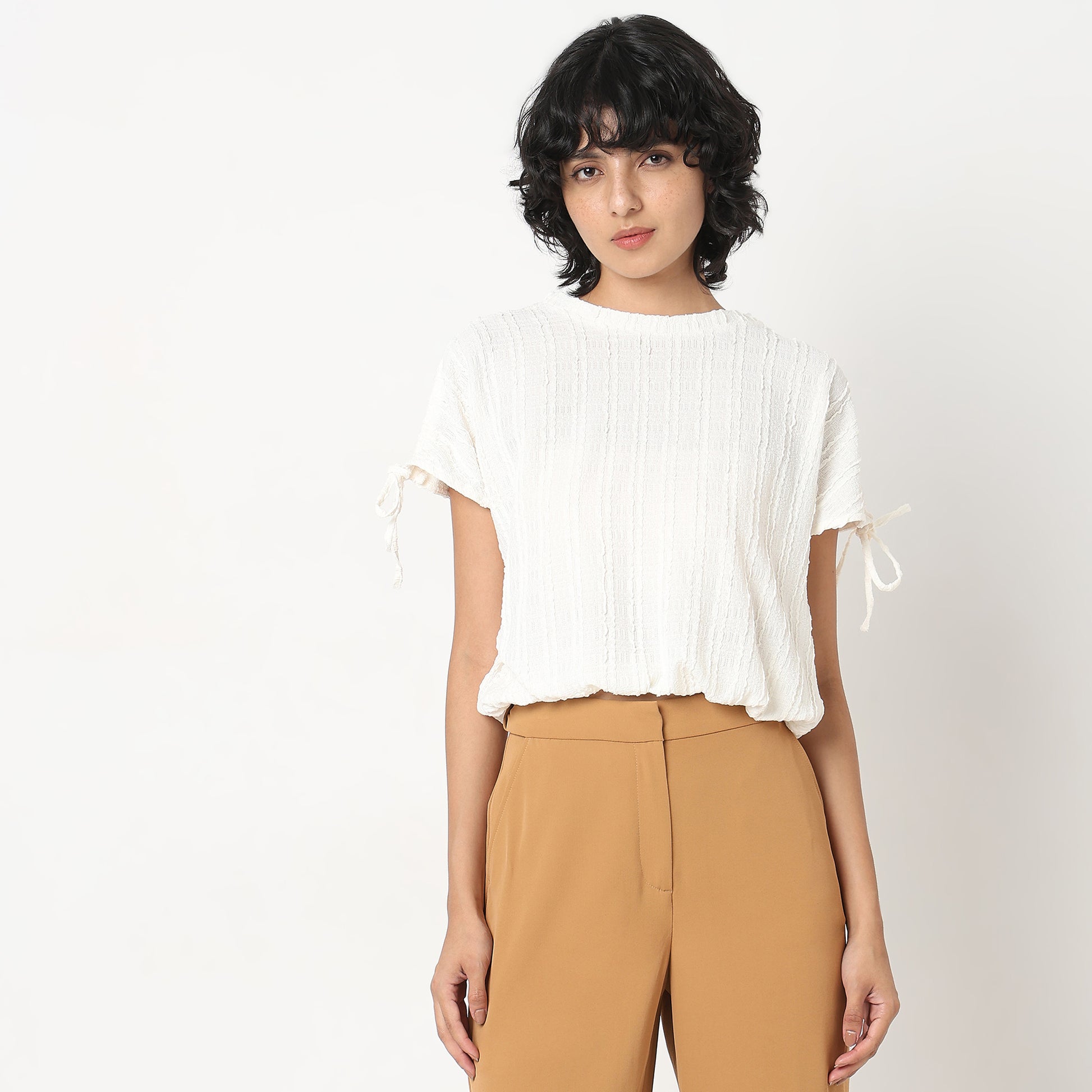 Betty Fashion Dolman Sleeve Top With Extended shoulder With Drawstring Tie Detail