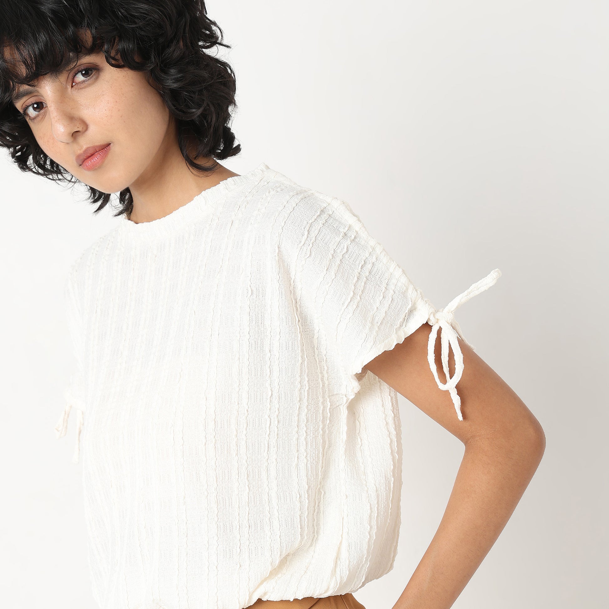 Betty Fashion Dolman Sleeve Top With Extended shoulder With Drawstring Tie Detail