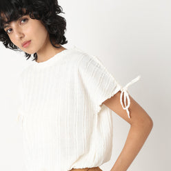 Betty Fashion Dolman Sleeve Top With Extended shoulder With Drawstring Tie Detail