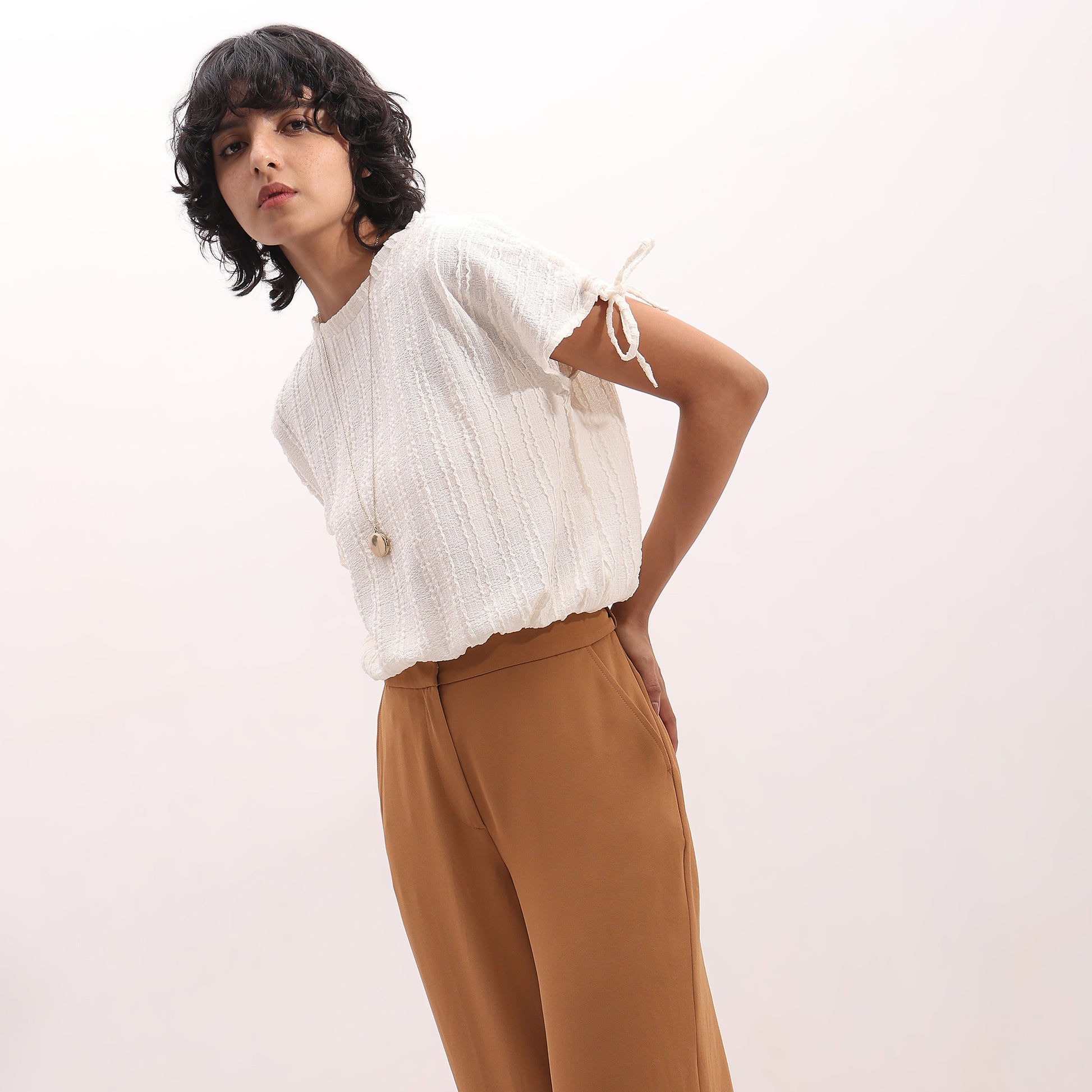 Betty Fashion Dolman Sleeve Top With Extended shoulder With Drawstring Tie Detail