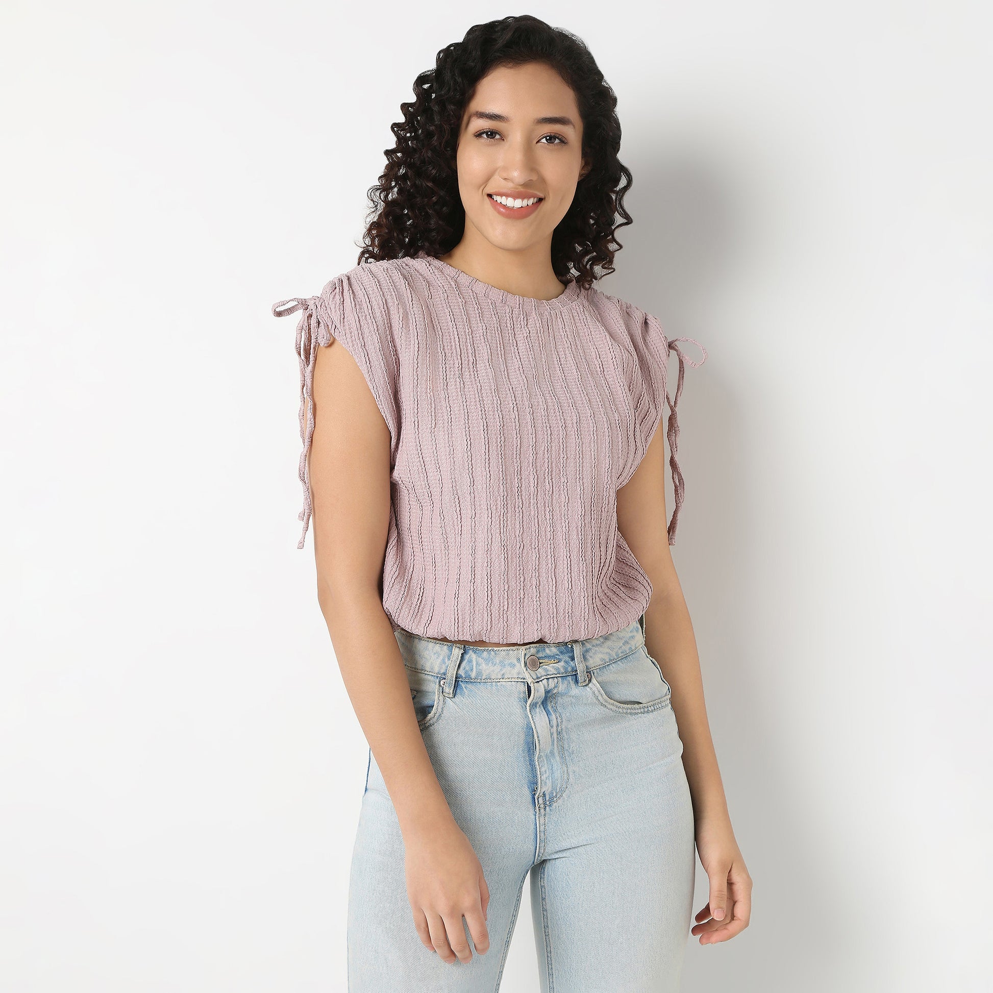 Betty Fashion Dolman Sleeve Top With Extended shoulder With Drawstring Tie Detail