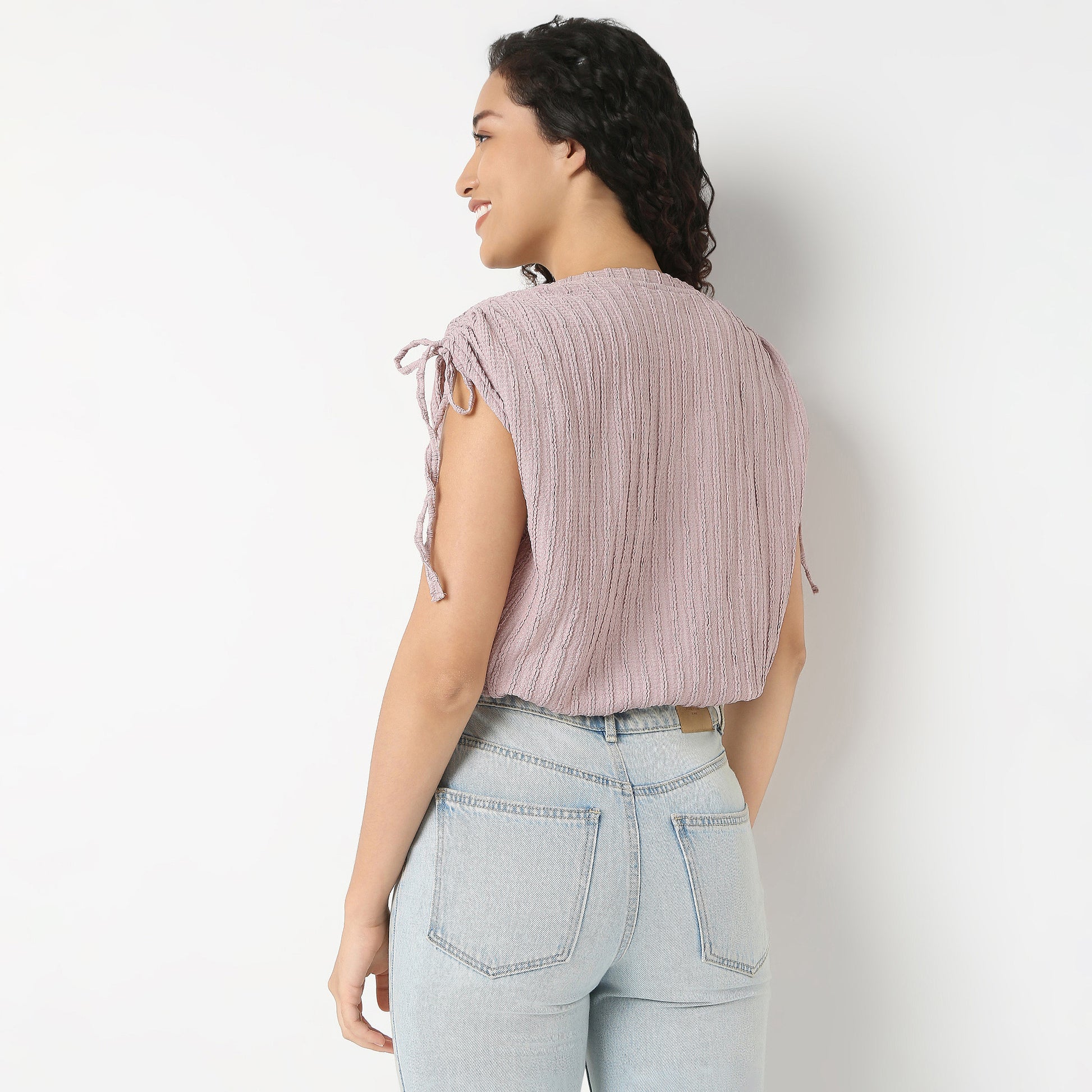 Betty Fashion Dolman Sleeve Top With Extended shoulder With Drawstring Tie Detail