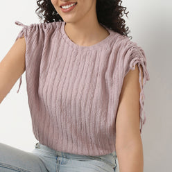 Betty Fashion Dolman Sleeve Top With Extended shoulder With Drawstring Tie Detail