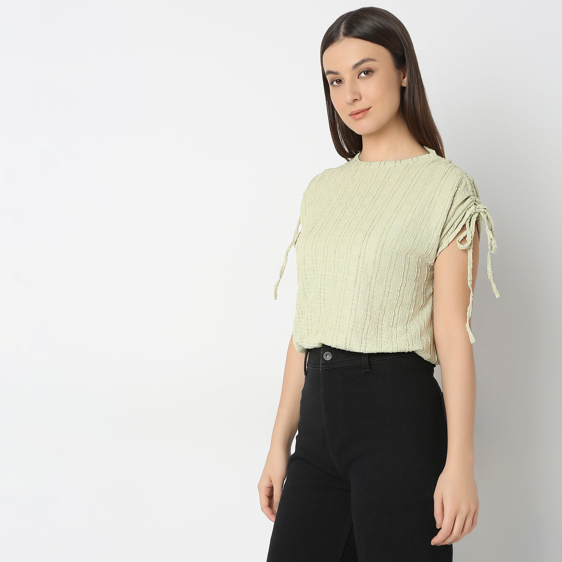 Betty Fashion Dolman Sleeve Top With Extended shoulder With Drawstring Tie Detail