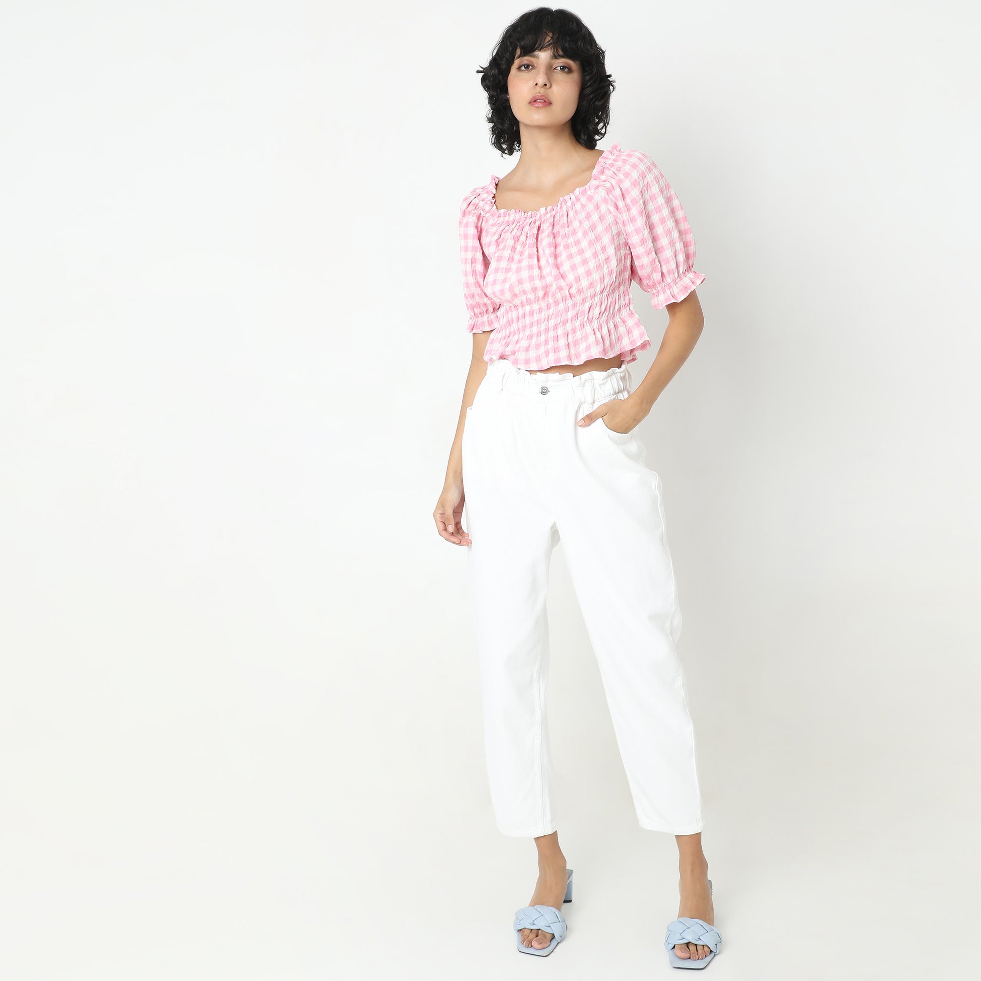 Regular Fit Checkered Top