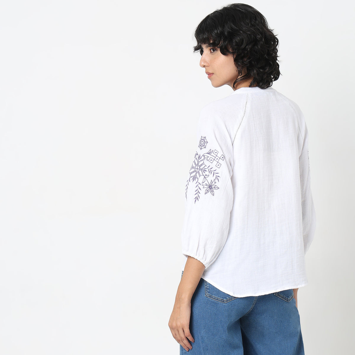 Regular Fit Embroidered Top