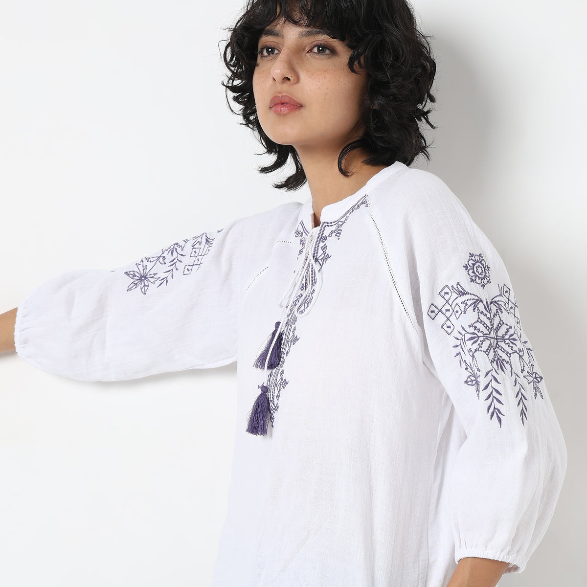 Regular Fit Embroidered Top