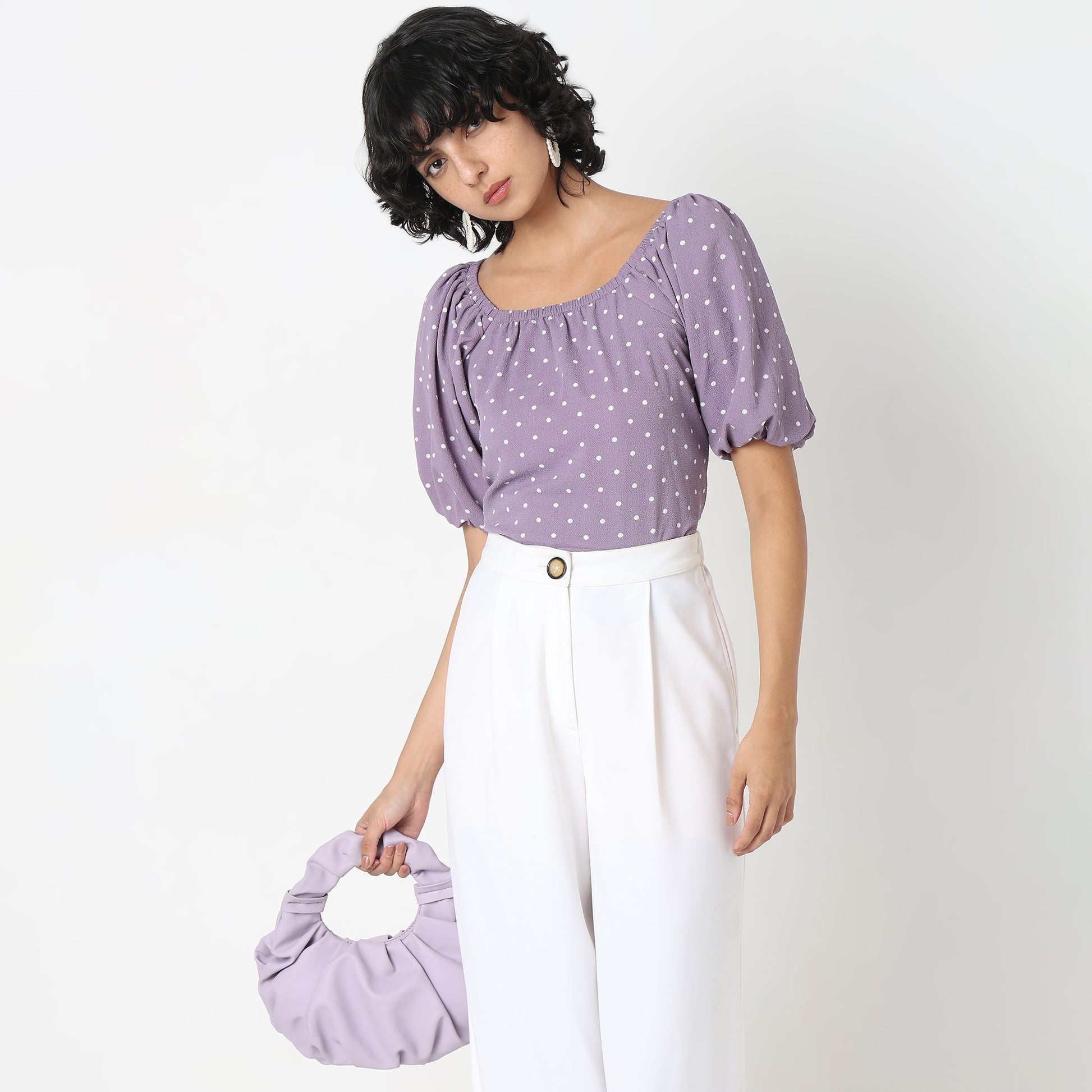 Regular Fit Polka Dot Top