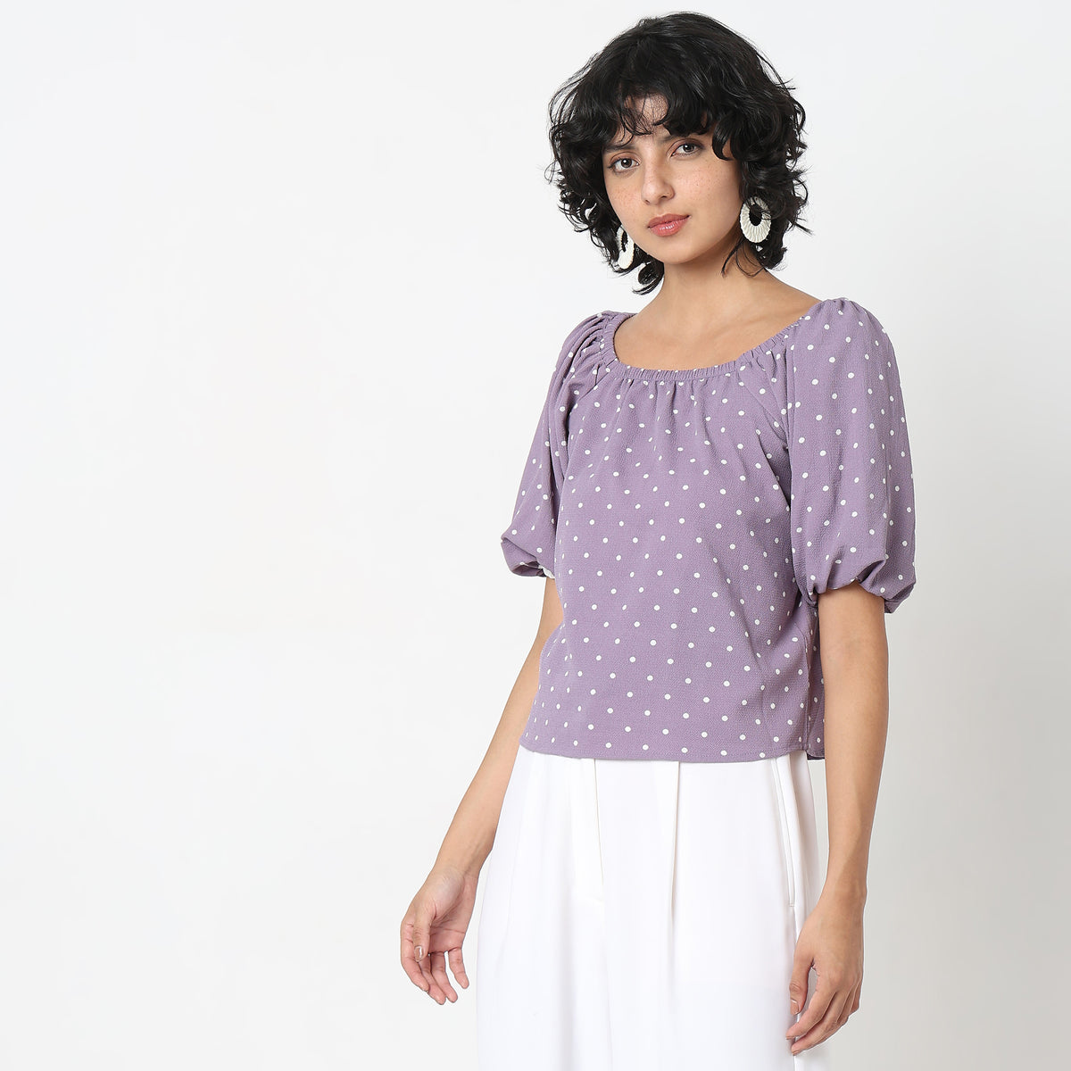 Regular Fit Polka Dot Top