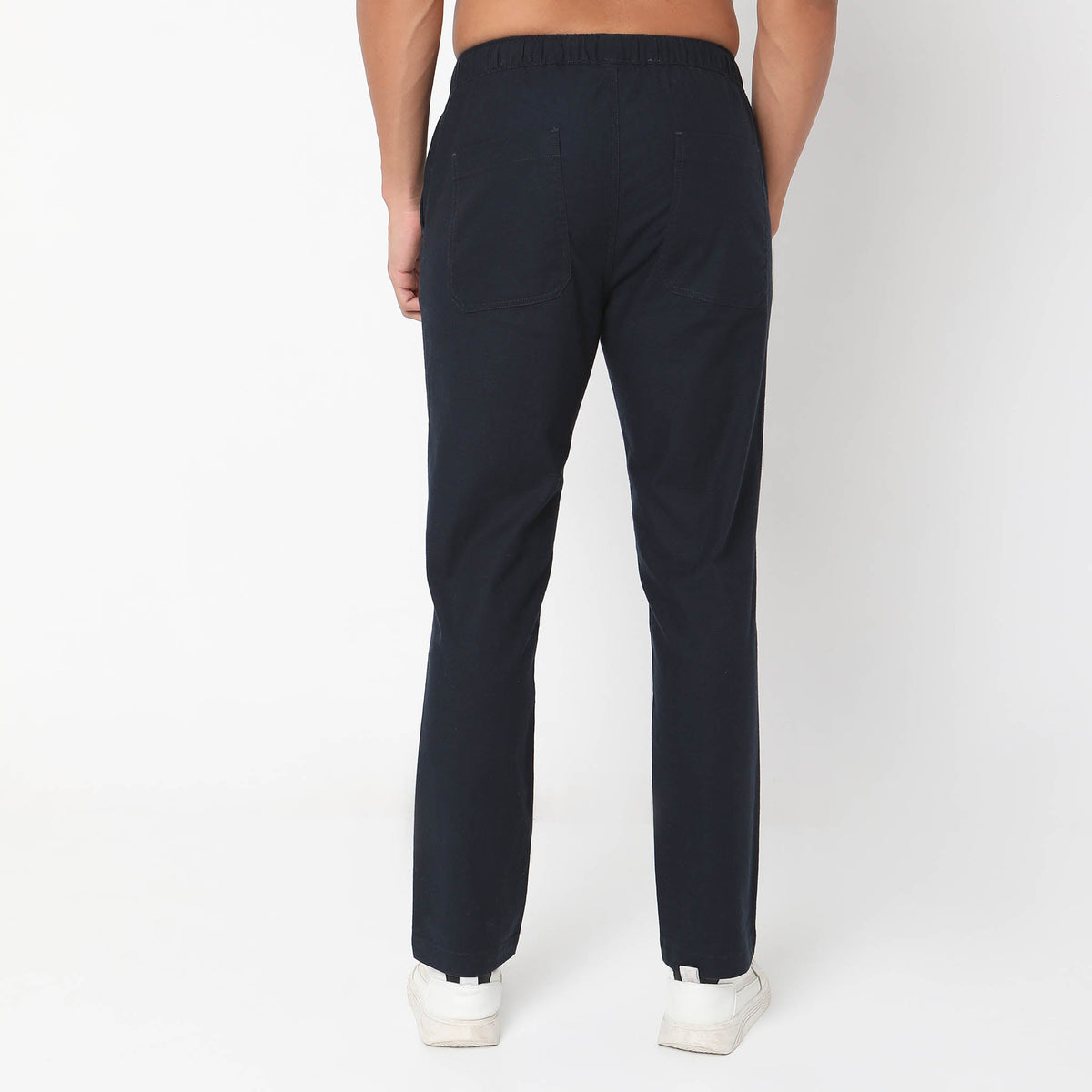 Regular Fit Solid Mid Rise Joggers