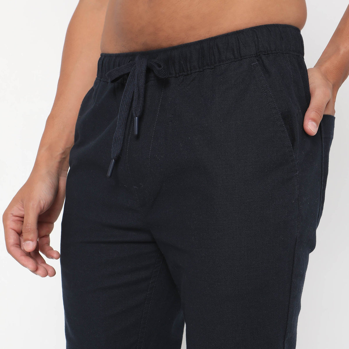 Regular Fit Solid Mid Rise Joggers