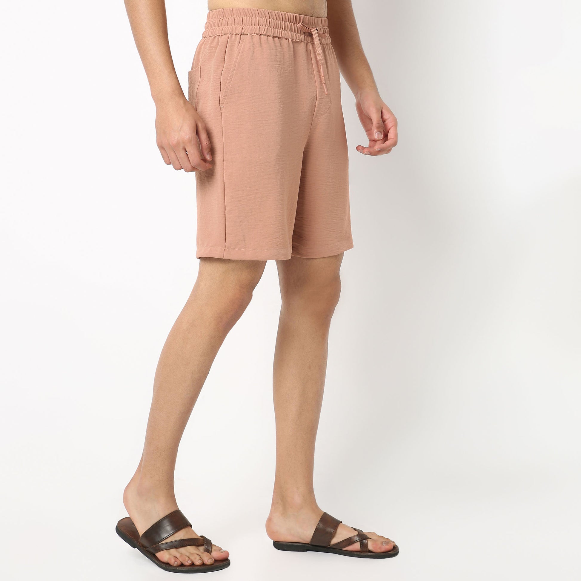 Regular Fit Solid Short Length Mid Rise Shorts