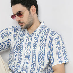 Oversize Printed Shirt Collar Short Length Shirt