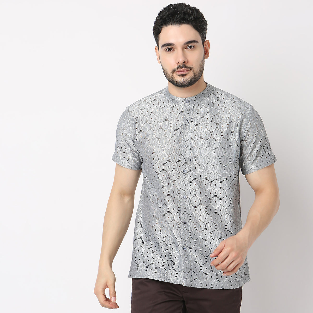 Regular Fit Crochet Shirt