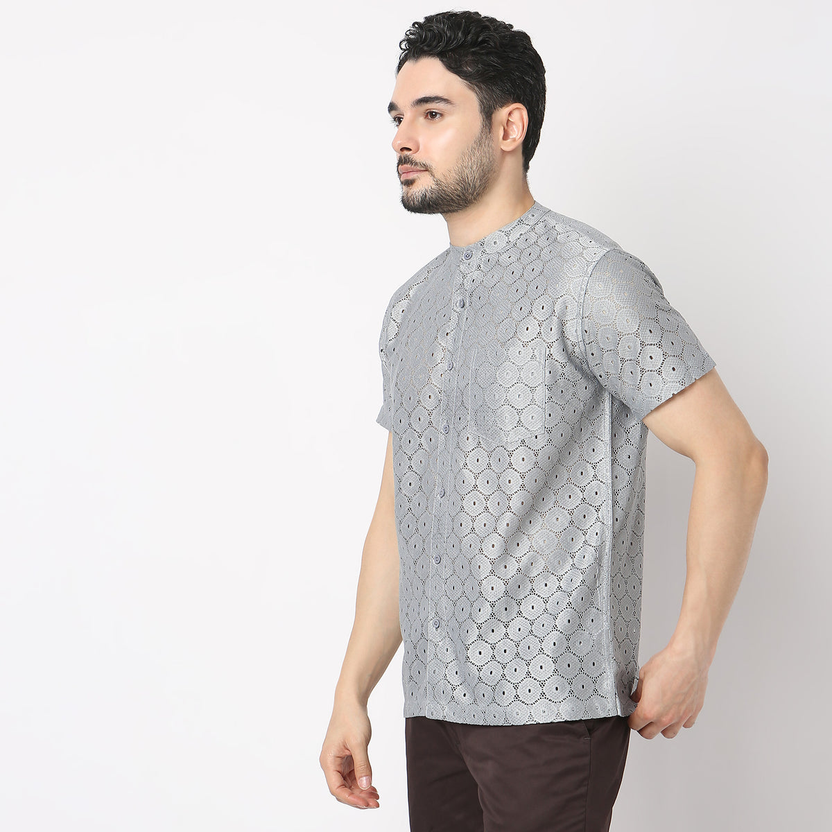 Regular Fit Crochet Shirt