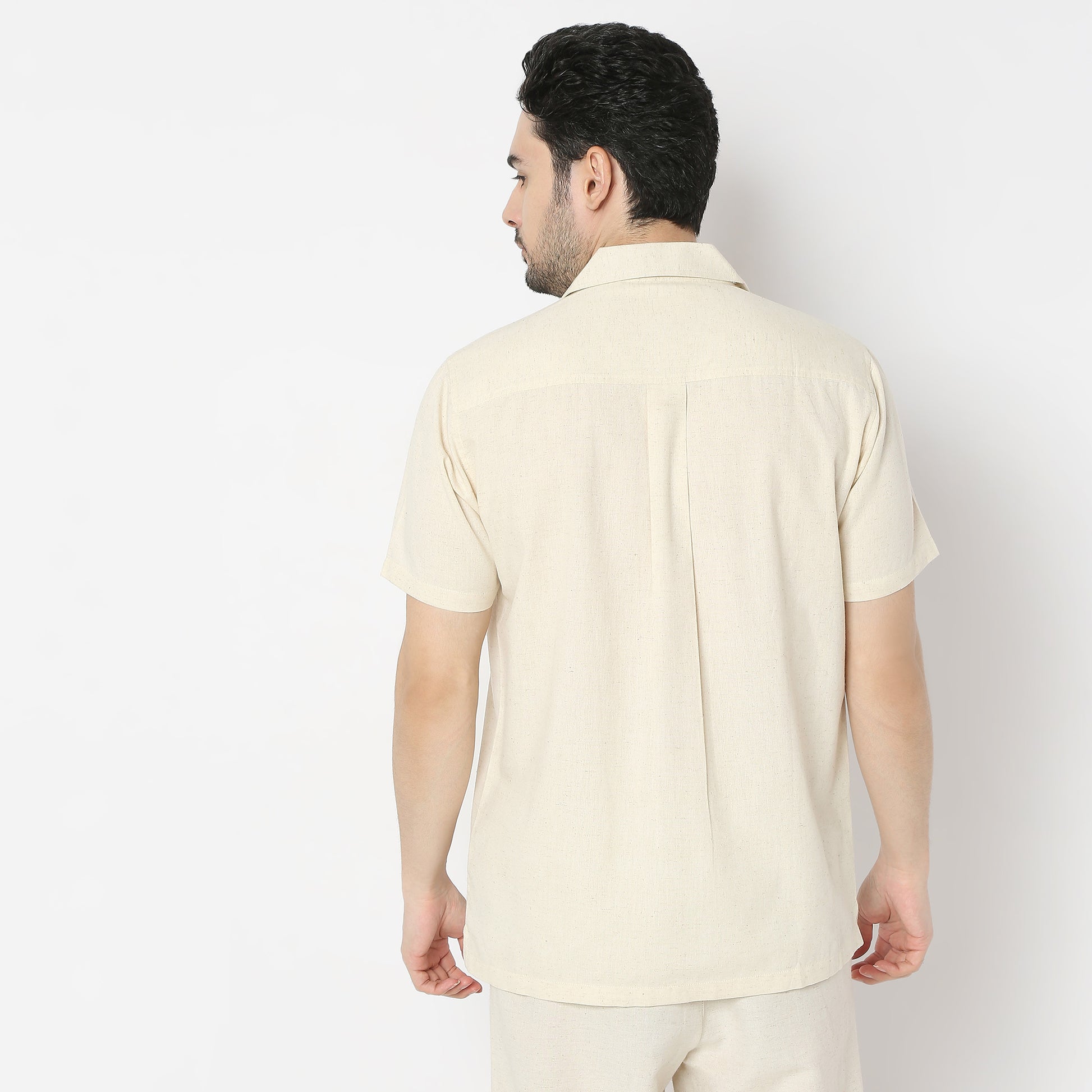 Relaxed Fit Embroiderd Camp Collar Short Length Shirt