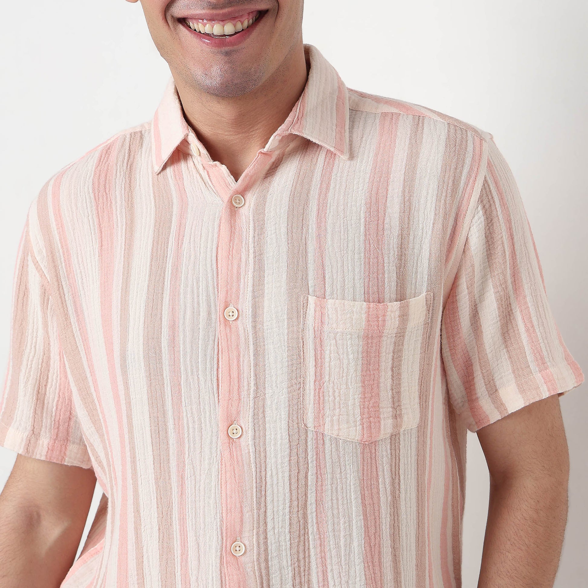 Buy Men Regular Fit Striped Half Sleeve Shirt  - Style Union