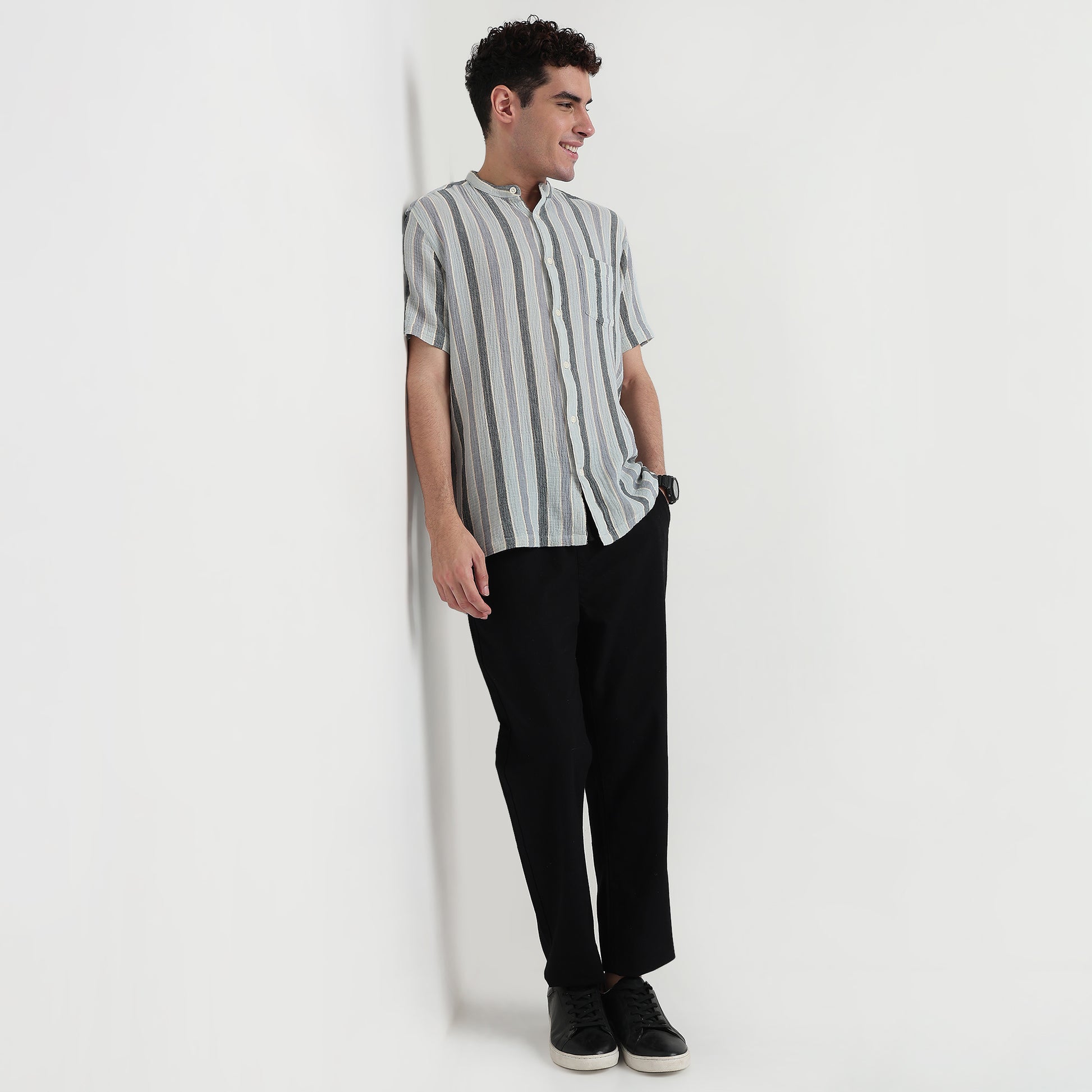 Buy Men Regular Fit Striped Half Sleeve Shirt  - Style Union