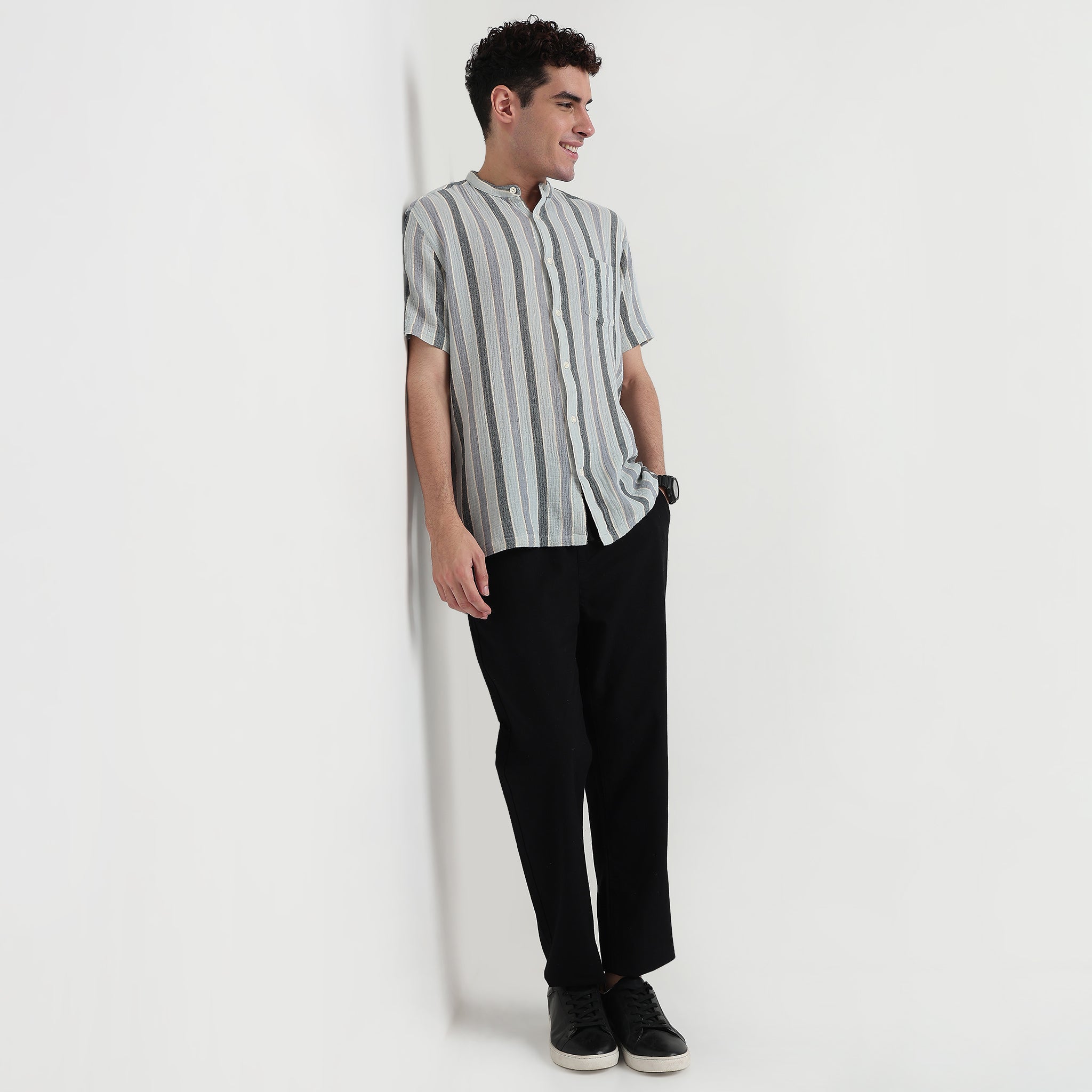 Buy Men Regular Fit Striped Half Sleeve Shirt  - Style Union