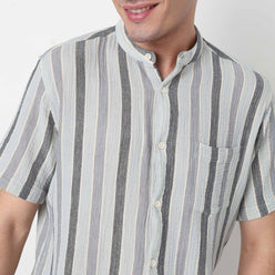 Buy Men Regular Fit Striped Half Sleeve Shirt  - Style Union