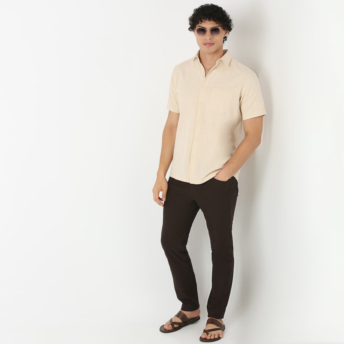 Solid Collar Short Length Shirt