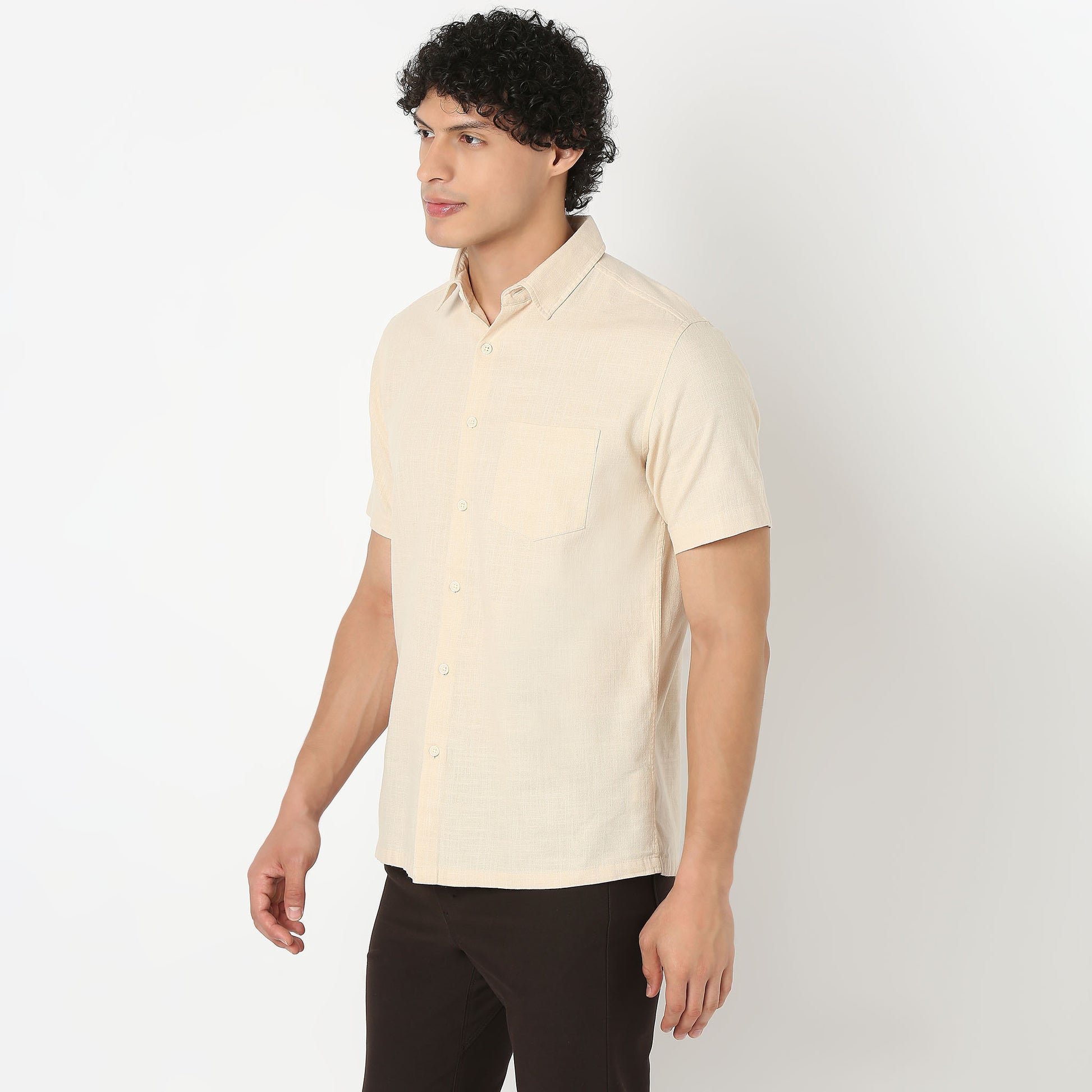 Solid Collar Short Length Shirt