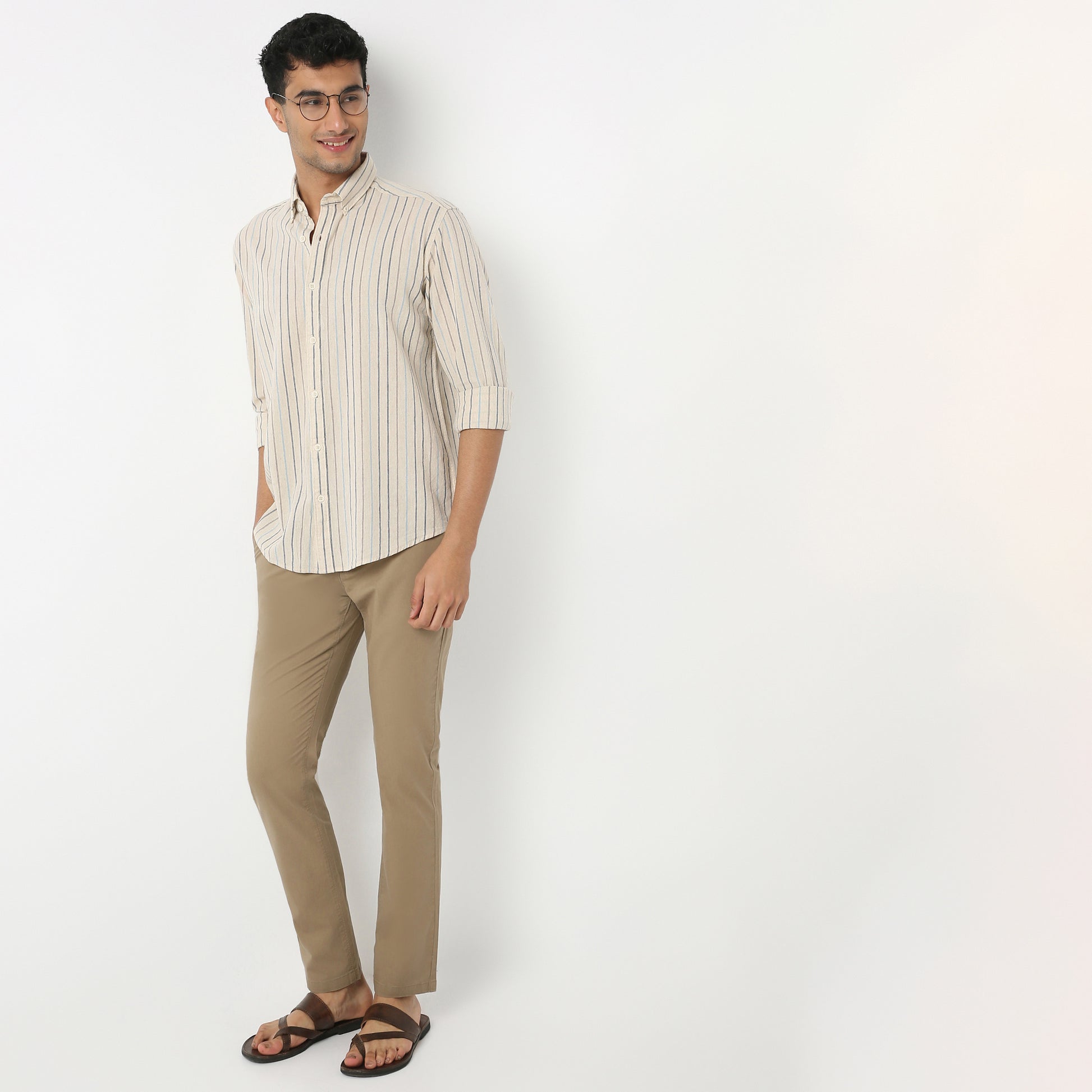 Regular Fit Striped Shirt Collar Shirt