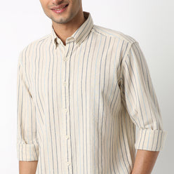 Regular Fit Striped Shirt Collar Shirt