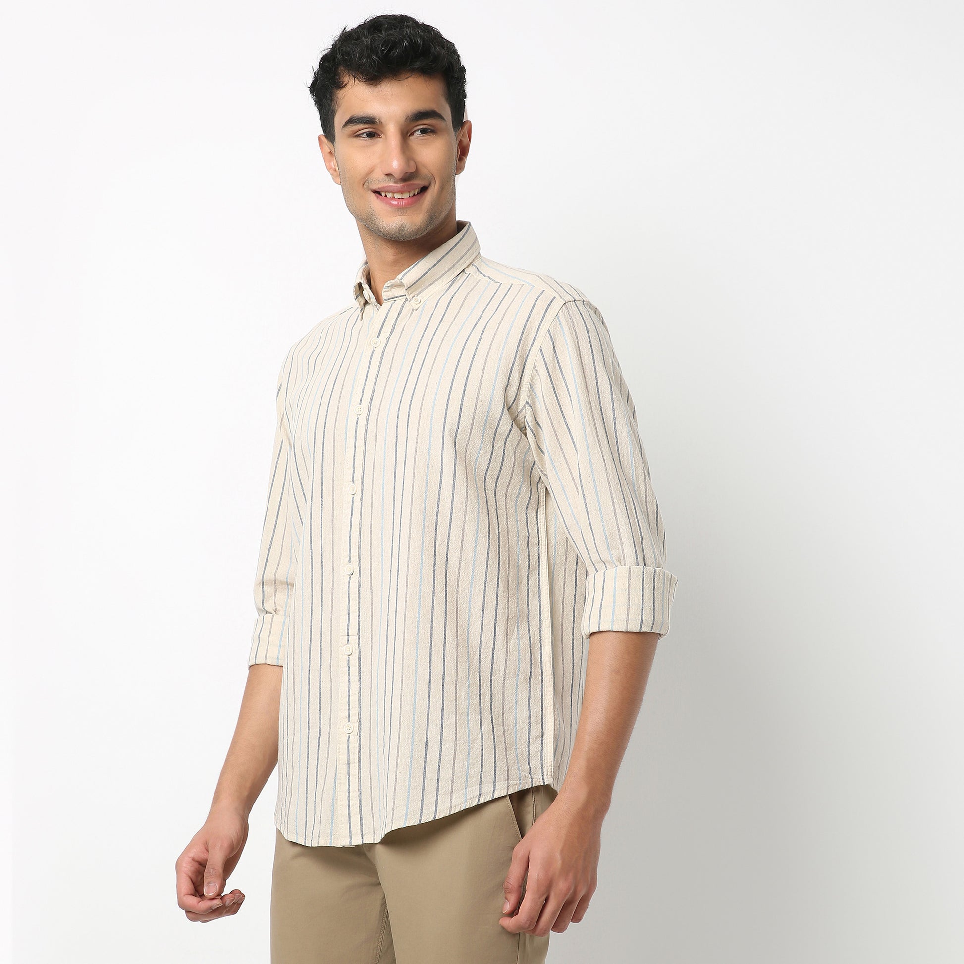 Regular Fit Striped Shirt Collar Shirt