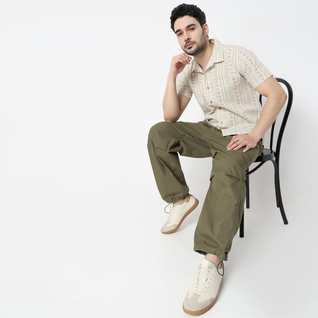Relaxed Fit Printed Camp Collar Shirt