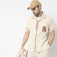 Relaxed Fit Embroidered Camp Collar Shirt