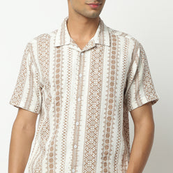 Relaxed Fit Printed Camp Collar Shirt
