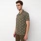 Knitted Camp Collar Cuban Printed Half Sleeve Shirt