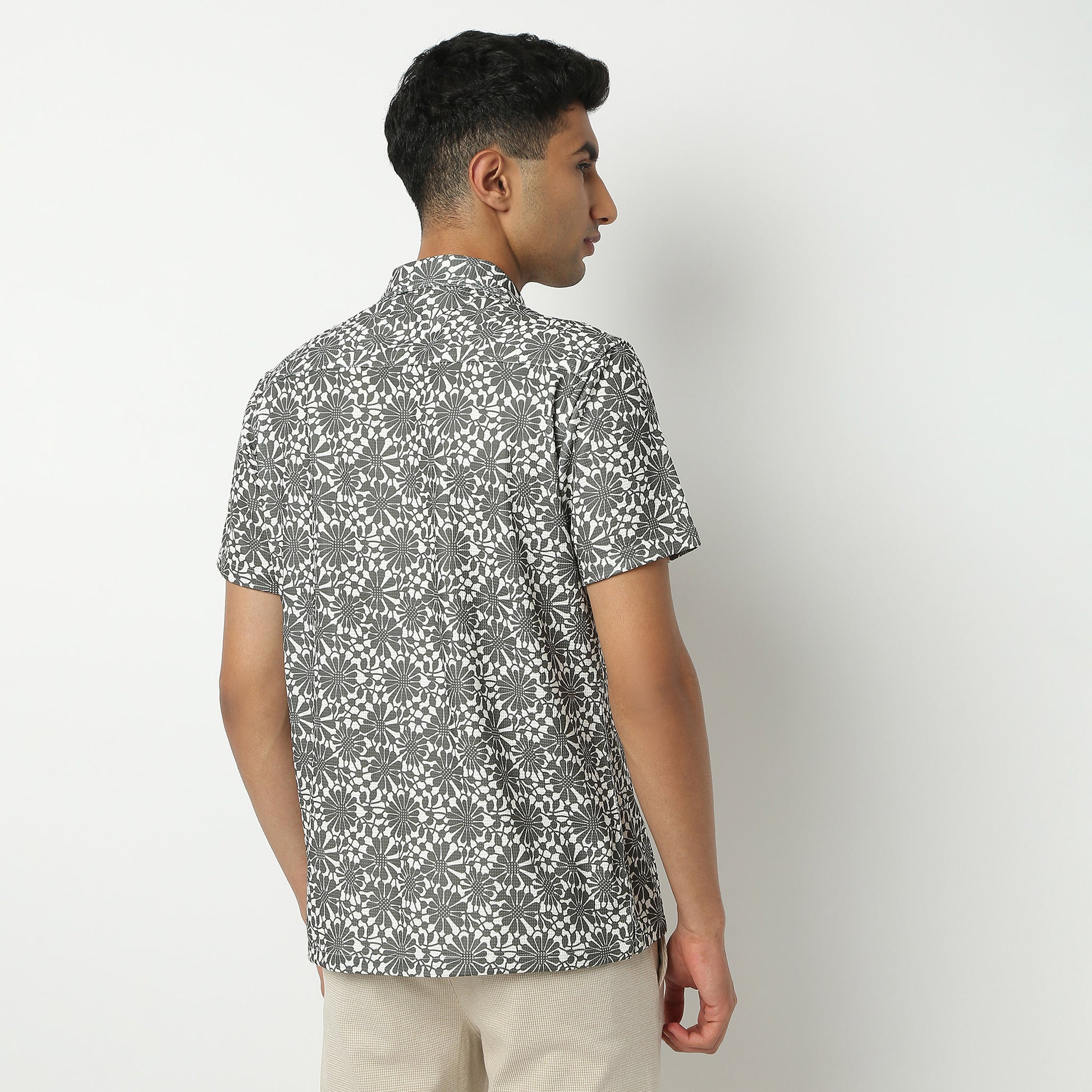 Relaxed Fit Printed Camp Collar Shirt