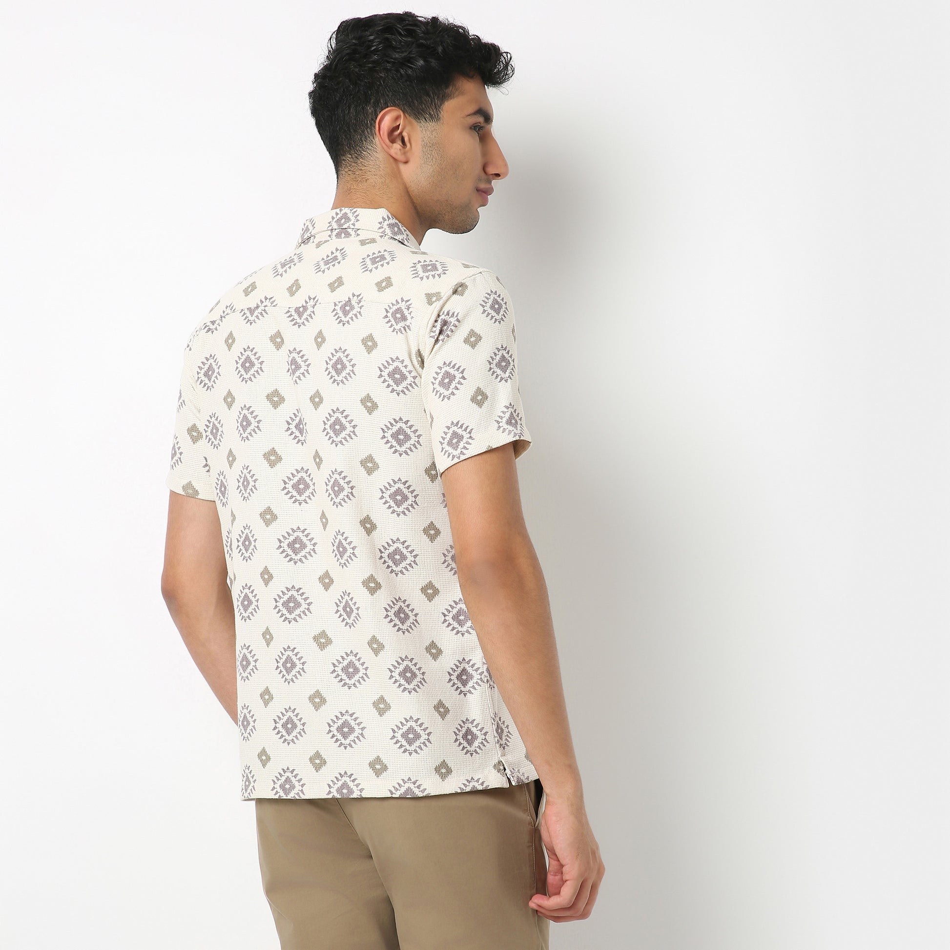 Regular Fit Printed Camp Collar Shirt